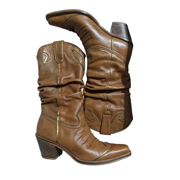 Gianni Bini Wade211 Brown Slouchy Cowboy Boots Size 7 Medium - Picture 2 of 11